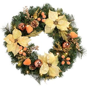 WeRChristmas Pre-Lit Decorated Wreath Christmas Decoration Illuminated with 20 Warm White LED Lights, 60 cm Copper/Gold WeRChristmas Pre-Lit Decorated Wreath Christmas Decoration Illuminated with 20 Warm White LED Lights, 60 cm Copper/Gold