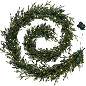 WeRChristmas Pre-Lit Multi-Function Douglas Fir Garland, 150 Warm White LED Lights, Green, 18 ft / 540 cm WeRChristmas Pre-Lit Multi-Function Douglas Fir Garland, 150 Warm White LED Lights, Green, 18 ft / 540 cm