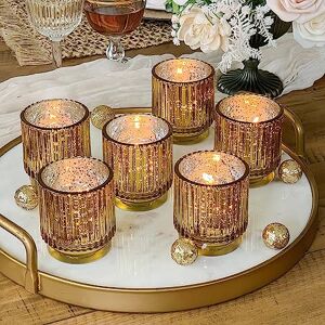 Kate Aspen Gold Vintage Ribbed Glass Tealight Votive Candle Holders by (Set of 6), Fall Decor, Boho Decor, Shelf Decoration Perfect Hostess Gift or Home Decor Kate Aspen Gold Vintage Ribbed Glass Tealight Votive Candle Holders by (Set of 6), Fall Decor, Boho Decor, Shelf Decoration Perfect Hostess Gift or Home Decor