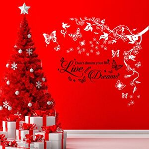 WALPLUS 120 x 95 cm "Butterflies Vine Plus Dream Quote" Removable Christmas Wall Stickers Murals Nursery Office Home Decoration WALPLUS 120 x 95 cm "Butterflies Vine Plus Dream Quote" Removable Christmas Wall Stickers Murals Nursery Office Home Decoration