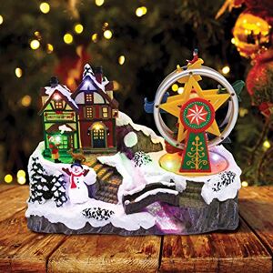 The Christmas Workshop 81360 Christmas Village With Revolving Ferris Wheel / Light Up Christmas Decoration / 10 x Multi-Coloured LED Lights / 26cm x 17cm x 17cm The Christmas Workshop 81360 Christmas Village With Revolving Ferris Wheel / Light Up Christmas Decoration / 10 x Multi-Coloured LED Lights / 26cm x 17cm x 17cm