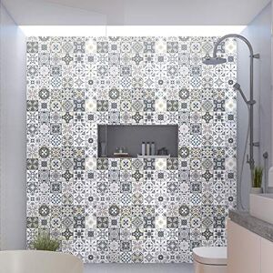 Ambiance Sticker Self-Adhesive Decorative Wall Decal Cement Tile for Bathroom and Kitchen Antalya Pack of 30 stickers of 10 x 10 cm Ambiance Sticker Self-Adhesive Decorative Wall Decal Cement Tile for Bathroom and Kitchen Antalya Pack of 30 stickers of 10 x 10 cm