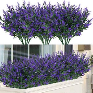 ArtBloom 8 Bundles Outdoor Artificial Lavender Fake Flowers UV Resistant Shrubs, Faux Plastic Greenery for Indoor Outside Hanging Plants Garden Porch Window Box Home Wedding Farmhouse Decor (Purple) ArtBloom 8 Bundles Outdoor Artificial Lavender Fake Flowers UV Resistant Shrubs, Faux Plastic Greenery for Indoor Outside Hanging Plants Garden Porch Window Box Home Wedding Farmhouse Decor (Purple)