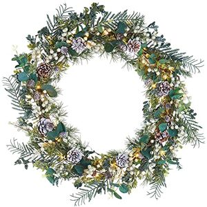 WeRChristmas Pre-Lit Decorated Eucalyptus Wreath, 50 Warm White LED Lights WeRChristmas Pre-Lit Decorated Eucalyptus Wreath, 50 Warm White LED Lights