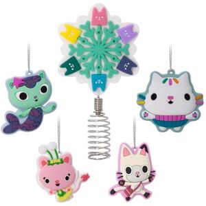 Hallmark Gabby's Dollhouse 5" Miniature Christmas Tree Topper and Mini Ornaments, Set of 5, Shatterproof Hallmark Gabby's Dollhouse 5" Miniature Christmas Tree Topper and Mini Ornaments, Set of 5, Shatterproof