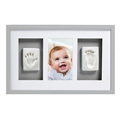 Pearhead Baby Hand and Footprint Deluxe Wall Photo Frame and No Bake Impression Kit, Baby Girl or Baby Girl Gift, Newborn Keepsake Kit, Baby Nursery Decor, Grey Pearhead Baby Hand and Footprint Deluxe Wall Photo Frame and No Bake Impression Kit, Baby Girl or Baby Girl Gift, Newborn Keepsake Kit, Baby Nursery Decor, Grey