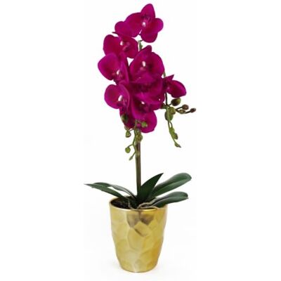 Leaf 54cm Artificial Orchid Plant - Dark Pink - Unisex Leaf 54cm Artificial Orchid Plant - Dark Pink - Unisex