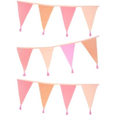 Talking Tables Pink Fabric Bunting with Tassels-3m Triangle Flag Pennant Garland, 100% Cotton, Home Décor for Girls Bedroom, Nursery Accessories, Indoor Outdoor Birthday Party Decorations, Festival Talking Tables Pink Fabric Bunting with Tassels-3m Triangle Flag Pennant Garland, 100% Cotton, Home Décor for Girls Bedroom, Nursery Accessories, Indoor Outdoor Birthday Party Decorations, Festival