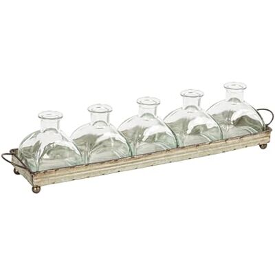 Creative 40.6cm Iron Tray with 5 Glass Vases - Tableware Creative 40.6cm Iron Tray with 5 Glass Vases - Tableware