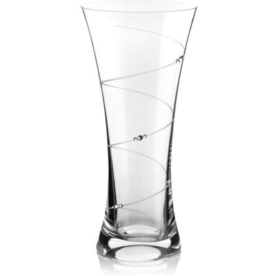 DIAMANTE Swarovski Tall Large Hollow Sided Trumpet Vase ‘Swirl’ Crystal Flared with Swarovski Crystals, 29cm Gift Box, large vase crystal vase, wedding gift DIAMANTE Swarovski Tall Large Hollow Sided Trumpet Vase ‘Swirl’ Crystal Flared with Swarovski Crystals, 29cm Gift Box, large vase crystal vase, wedding gift