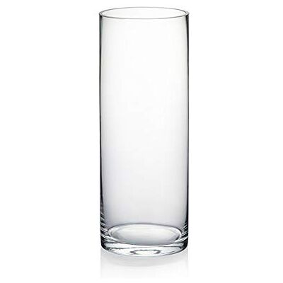 WGVI Clear Handmade Glass Vase - Cylindrical Decor for Flowers WGVI Clear Handmade Glass Vase - Cylindrical Decor for Flowers