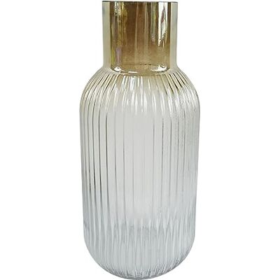 Leaf 34cm Ridged Ombre Glass Vase - Vase Leaf 34cm Ridged Ombre Glass Vase - Vase