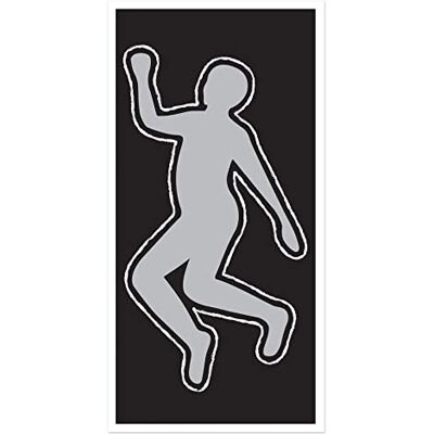 Beistle Plastic PSI Body Silhouette Door Cover, 5' x 30" Detective Investigation Party Supplies, Murder Mystery Dinner, Floor Crime Scene Evidence Decoration, Spooky Halloween Themed Decor Beistle Plastic PSI Body Silhouette Door Cover, 5' x 30" Detective Investigation Party Supplies, Murder Mystery Dinner, Floor Crime Scene Evidence Decoration, Spooky Halloween Themed Decor