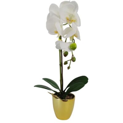 Leaf 46cm Artificial Orchid - Dark White / Silver white - Artificial Orchid Leaf 46cm Artificial Orchid - Dark White / Silver white - Artificial Orchid