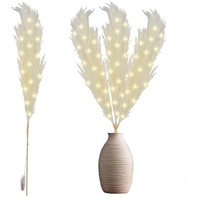 SHATCHI 2Pcs 100cm Prelit Cream Pampas Grass Stem, Warm White LEDs Battery-Operated Christmas Artificial Flowers for Boho Wedding Bedroom Living Room Decorations SHATCHI 2Pcs 100cm Prelit Cream Pampas Grass Stem, Warm White LEDs Battery-Operated Christmas Artificial Flowers for Boho Wedding Bedroom Living Room Decorations