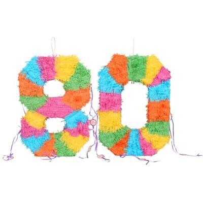 Fax Potato 80th Birthday Pop-Out Piñata with Blindfold Fillable Colorful Rainbow Pinata Lightweight Cardboard Party Decoration Pack Game Set for Birthdays, Anniversary Fax Potato 80th Birthday Pop-Out Piñata with Blindfold Fillable Colorful Rainbow Pinata Lightweight Cardboard Party Decoration Pack Game Set for Birthdays, Anniversary