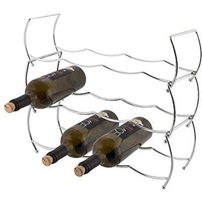Axentia Silver Wine Bottle Rack with 3 Shelves - Bottle Holder for 12 Bottles Axentia Silver Wine Bottle Rack with 3 Shelves - Bottle Holder for 12 Bottles