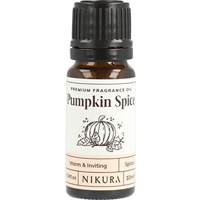 nikura Pumpkin Spice Fragrance Oil 10ml Perfect for Soap Making, Candle Making, Wax Melts, Diffusers Great for use in Bath Bombs, Perfume Oil, Potpourri Vegan & UK Made nikura Pumpkin Spice Fragrance Oil 10ml Perfect for Soap Making, Candle Making, Wax Melts, Diffusers Great for use in Bath Bombs, Perfume Oil, Potpourri Vegan & UK Made