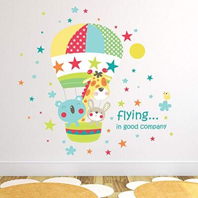 WALPLUS Wall Stickers "Best friends hot air balloon ride" Removable Self-Adhesive Art Decal Murals Nursery Restaurant Cafe Hotel Building Office Home Decoration WALPLUS Wall Stickers "Best friends hot air balloon ride" Removable Self-Adhesive Art Decal Murals Nursery Restaurant Cafe Hotel Building Office Home Decoration