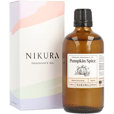 nikura Pumpkin Spice Fragrance Oil 100ml Perfect for Soap Making, Candle Making, Wax Melts, Diffusers Great for use in Bath Bombs, Perfume Oil, Potpourri Vegan & UK Made nikura Pumpkin Spice Fragrance Oil 100ml Perfect for Soap Making, Candle Making, Wax Melts, Diffusers Great for use in Bath Bombs, Perfume Oil, Potpourri Vegan & UK Made
