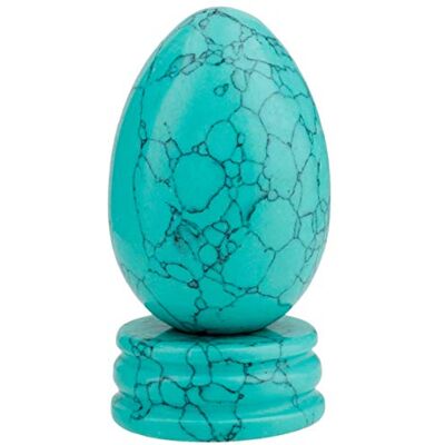 KYEYGWO Carved Green Howlite Turquoise Egg Shaped Crystal with Stand 45x30mm Polished Crystal Egg, Easter Decor, Crystals and Healing Stones for Meditation, Home Decor & Spiritual Practices KYEYGWO Carved Green Howlite Turquoise Egg Shaped Crystal with Stand 45x30mm Polished Crystal Egg, Easter Decor, Crystals and Healing Stones for Meditation, Home Decor & Spiritual Practices