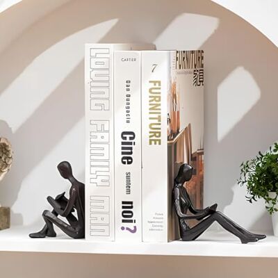 Xygobla Cast Iron Bookends for Shelves Decorative Heavy Duty Metal Couple Sculpture Book Holder, Minimalist Bookshelf Bookend Decor for Office, Living Room & Gift Xygobla Cast Iron Bookends for Shelves Decorative Heavy Duty Metal Couple Sculpture Book Holder, Minimalist Bookshelf Bookend Decor for Office, Living Room & Gift