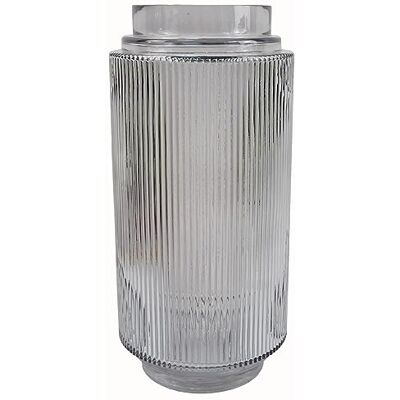 Leaf 31cm White Ridged Glass Vase - Vase Leaf 31cm White Ridged Glass Vase - Vase
