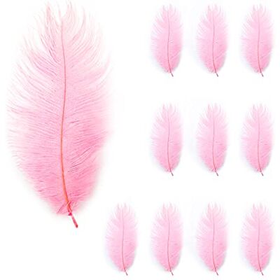 Jagowa 10Pcs Ostrich Feathers, 20-25cm Natural Ostrich Feathers Plume for Home Wedding Party Decoration, DIY Craft (Pink) Jagowa 10Pcs Ostrich Feathers, 20-25cm Natural Ostrich Feathers Plume for Home Wedding Party Decoration, DIY Craft (Pink)