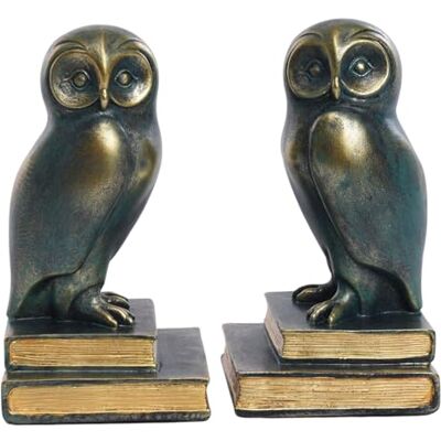 Maison Des Cadeaux Vintage Owl Bookends, Set of 2 Decorative Resin Book Ends with Antique Bronze Finish Unique Gift for Book Lovers Maison Des Cadeaux Vintage Owl Bookends, Set of 2 Decorative Resin Book Ends with Antique Bronze Finish Unique Gift for Book Lovers