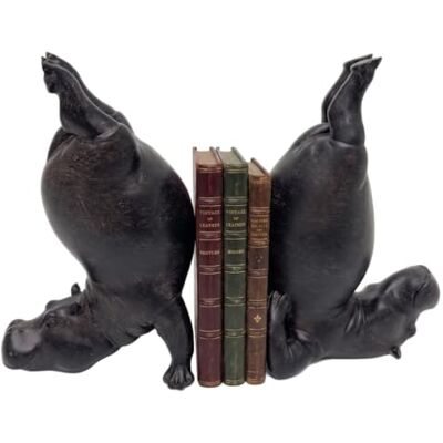 Sjfbebsy 2-pack Yoga Hippo Bookends, Heavy Resin Acrobatic Hippo Bookends Book Ornament Creative, Dual-function Resin Animal Decor, Black Sjfbebsy 2-pack Yoga Hippo Bookends, Heavy Resin Acrobatic Hippo Bookends Book Ornament Creative, Dual-function Resin Animal Decor, Black