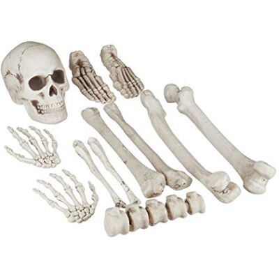 Relaxdays Decorative Halloween Skeleton, 12-Piece Set for In- & Outdoors, Bones, Skull and Skeleton Hands, Party Decoration, XXL Relaxdays Decorative Halloween Skeleton, 12-Piece Set for In- & Outdoors, Bones, Skull and Skeleton Hands, Party Decoration, XXL