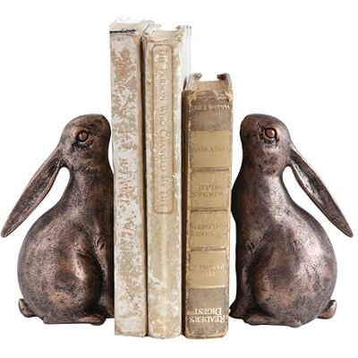 Creative Labs Decorative Resin Rabbit Bookends, Bronze, Set of 2 Creative Labs Decorative Resin Rabbit Bookends, Bronze, Set of 2