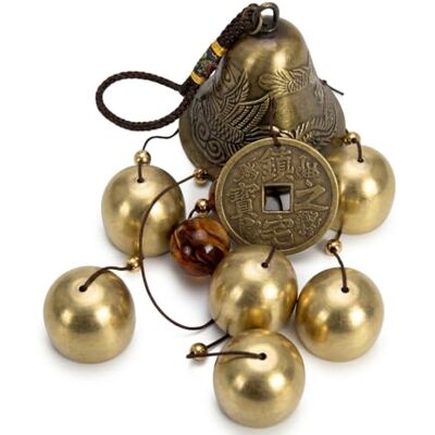 XUSANSO Lucky Fengshui Wind Chimes Copper Alloy Dragon Bell, 6 Bells Hanging for Home & Garden, Good Luck Blessing XUSANSO Lucky Fengshui Wind Chimes Copper Alloy Dragon Bell, 6 Bells Hanging for Home & Garden, Good Luck Blessing