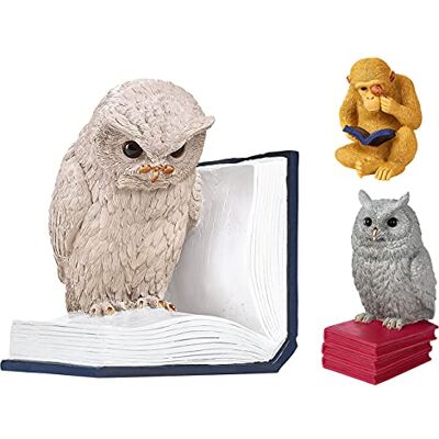 moses . B-Uhu-ch Bookend Decorative Object for Bookcase, 3D Owl as Stopper for Favourite Books, 83357, Large, Greige, Blue, White moses . B-Uhu-ch Bookend Decorative Object for Bookcase, 3D Owl as Stopper for Favourite Books, 83357, Large, Greige, Blue, White