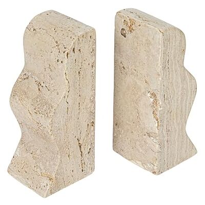 Creative Labs Decorative Travertine Wave Bookends, Natural, Set of 2 Creative Labs Decorative Travertine Wave Bookends, Natural, Set of 2