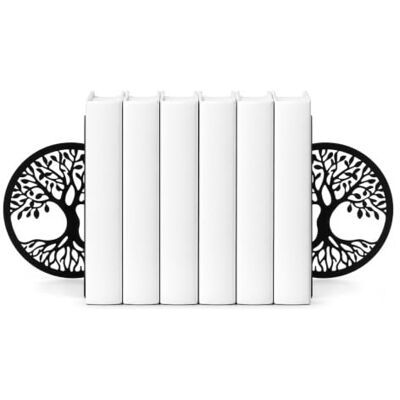 CKB LTD Set of 2 Black Tree of Life Bookends, Decorative 3D Book Ends Heavy Duty Metal Bookshelf Holders for Shelves CKB LTD Set of 2 Black Tree of Life Bookends, Decorative 3D Book Ends Heavy Duty Metal Bookshelf Holders for Shelves