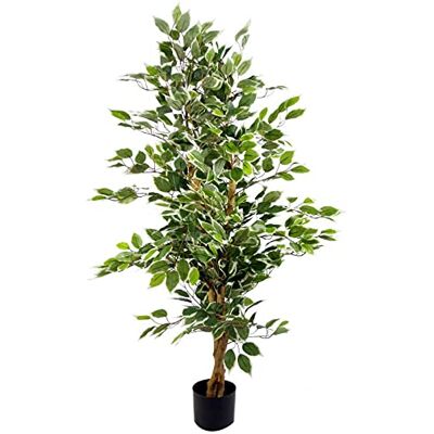 Leaf Realistic Artificial Ficus Tree/Plant, 130cm White Leaf Realistic Artificial Ficus Tree/Plant, 130cm White