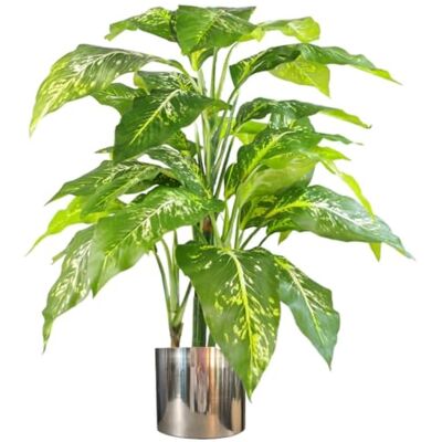 Leaf Design UK - Fox's Aglaonema Tree - Green - Silver metal planter - Artificial plant Leaf Design UK - Fox's Aglaonema Tree - Green - Silver metal planter - Artificial plant