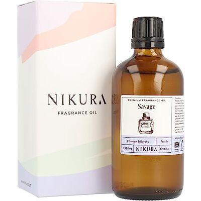 nikura Savage Fragrance Oil 100ml Perfect for Soap Making, Candle Making, Wax Melts, Diffuser, Burner Great for use in Bath Bombs, Perfume Oil, Aftershave Car Freshener Vegan & UK Made nikura Savage Fragrance Oil 100ml Perfect for Soap Making, Candle Making, Wax Melts, Diffuser, Burner Great for use in Bath Bombs, Perfume Oil, Aftershave Car Freshener Vegan & UK Made