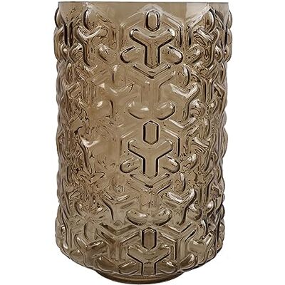 Leaf 29cm Embossed Chestnut Glass Vase - Vase Leaf 29cm Embossed Chestnut Glass Vase - Vase