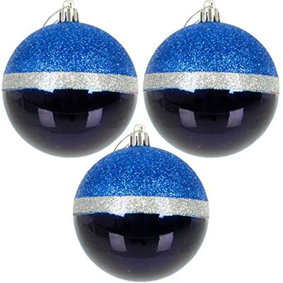 XS-Stock.com Ltd - 3pk Large Round Christmas Baubles - Navy - 8cm - Baubles XS-Stock.com Ltd - 3pk Large Round Christmas Baubles - Navy - 8cm - Baubles