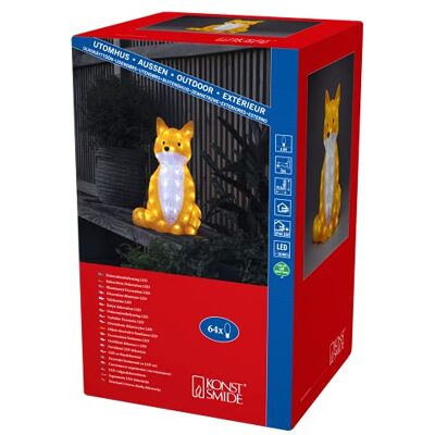 Konstsmide Christmas Outdoor Figures Decoration/Outside Lights LED Acrylic Large Fox/Outdoor Lighting (IP44) / 64 White LEDs/Transparent Cable Konstsmide Christmas Outdoor Figures Decoration/Outside Lights LED Acrylic Large Fox/Outdoor Lighting (IP44) / 64 White LEDs/Transparent Cable