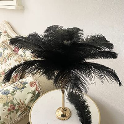LONDGEN Black 10pcs 16-18inch Ostrich Feathers for Wedding Centerpieces Christmas Plume Home Decorations Party LONDGEN Black 10pcs 16-18inch Ostrich Feathers for Wedding Centerpieces Christmas Plume Home Decorations Party