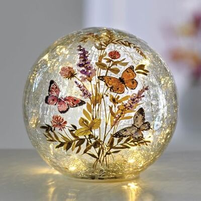 Coopers of Stortford LED Light Butterfly Floral Glass Globe Ornament Coopers of Stortford LED Light Butterfly Floral Glass Globe Ornament