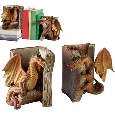 FMXYMC Vintage Gothic Dragon Bookends 1 Pair Medieval Dragon Decorative Bookends for Shelf Decor FMXYMC Vintage Gothic Dragon Bookends 1 Pair Medieval Dragon Decorative Bookends for Shelf Decor