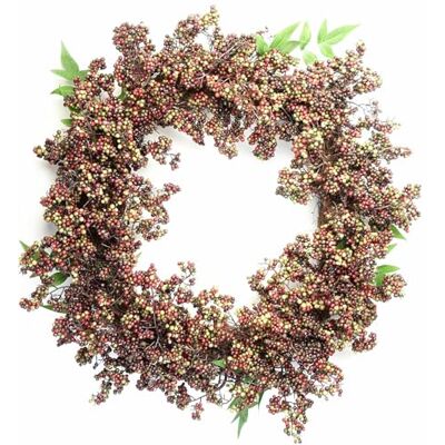 Leaf 55cm Black Berries Wreath - Wreath Leaf 55cm Black Berries Wreath - Wreath