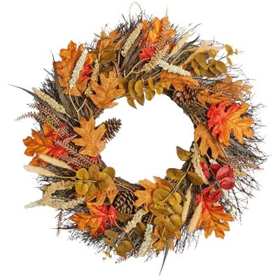 OHS Autumn Wreath, Door Wreaths Outdoor All Year Artificial Fall Wreath Indoor Decorative Home Accessories Christmas Wreath Halloween Thanksgiving, 50 x 50cm OHS Autumn Wreath, Door Wreaths Outdoor All Year Artificial Fall Wreath Indoor Decorative Home Accessories Christmas Wreath Halloween Thanksgiving, 50 x 50cm