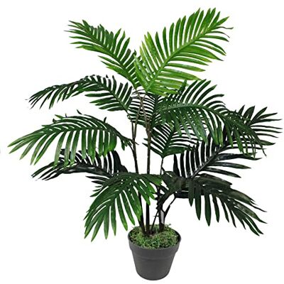 Leaf Areca Palm Tree - 90cm Artificial Tropical Plant - Green Leaf Areca Palm Tree - 90cm Artificial Tropical Plant - Green