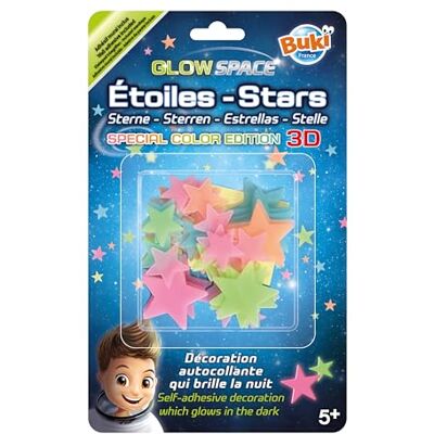 Buki France Buki SB51 Luminous Stars for Children's Rooms Phosphorescent Multicoloured Wall Stickers for Wall & Ceiling Decoration for the Night Buki France Buki SB51 Luminous Stars for Children's Rooms Phosphorescent Multicoloured Wall Stickers for Wall & Ceiling Decoration for the Night