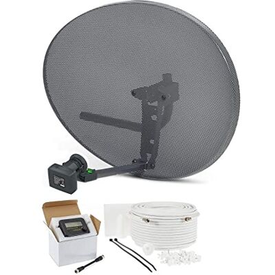 Viewi SSL Satellites Zone 2 Satellite Dish Quad LNB + 10 Meter White RG6 Cable FTA Signal Pointer Satellite SKY, SKY+, HD, Freesat TV Signal Finder Caravan Motorhome Satellite System Box Kit Viewi SSL Satellites Zone 2 Satellite Dish Quad LNB + 10 Meter White RG6 Cable FTA Signal Pointer Satellite SKY, SKY+, HD, Freesat TV Signal Finder Caravan Motorhome Satellite System Box Kit